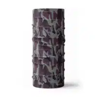 an image of full size neck gaiter in a camo pattern. inspired by current military camo, this takes that design and adds lined texture to some of the colors. featuring vine and lake color variants