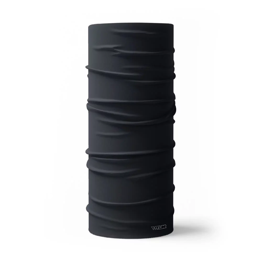 image of a tubular neck gaiter in a solid color called coal or a dark, nearly black, gray.