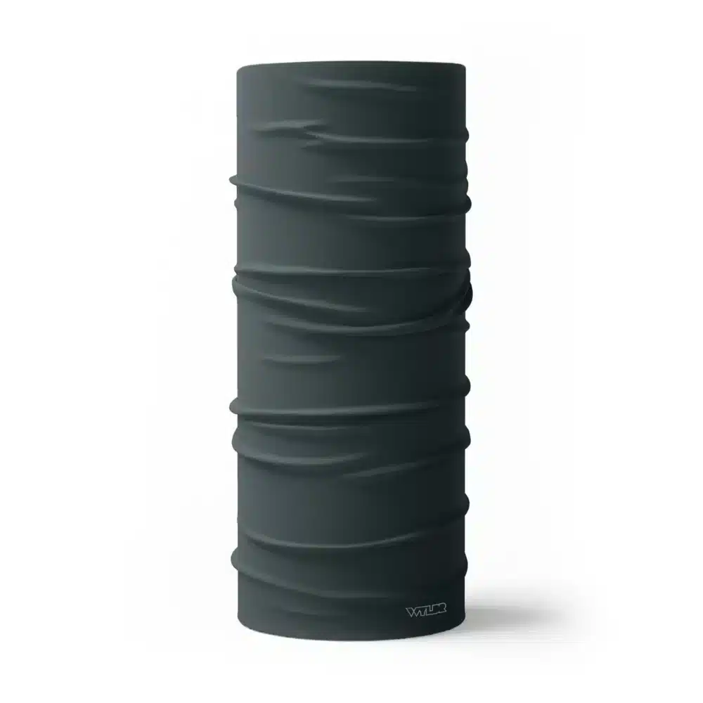image of a tubular neck gaiter in a solid color called slate, or a dark green.