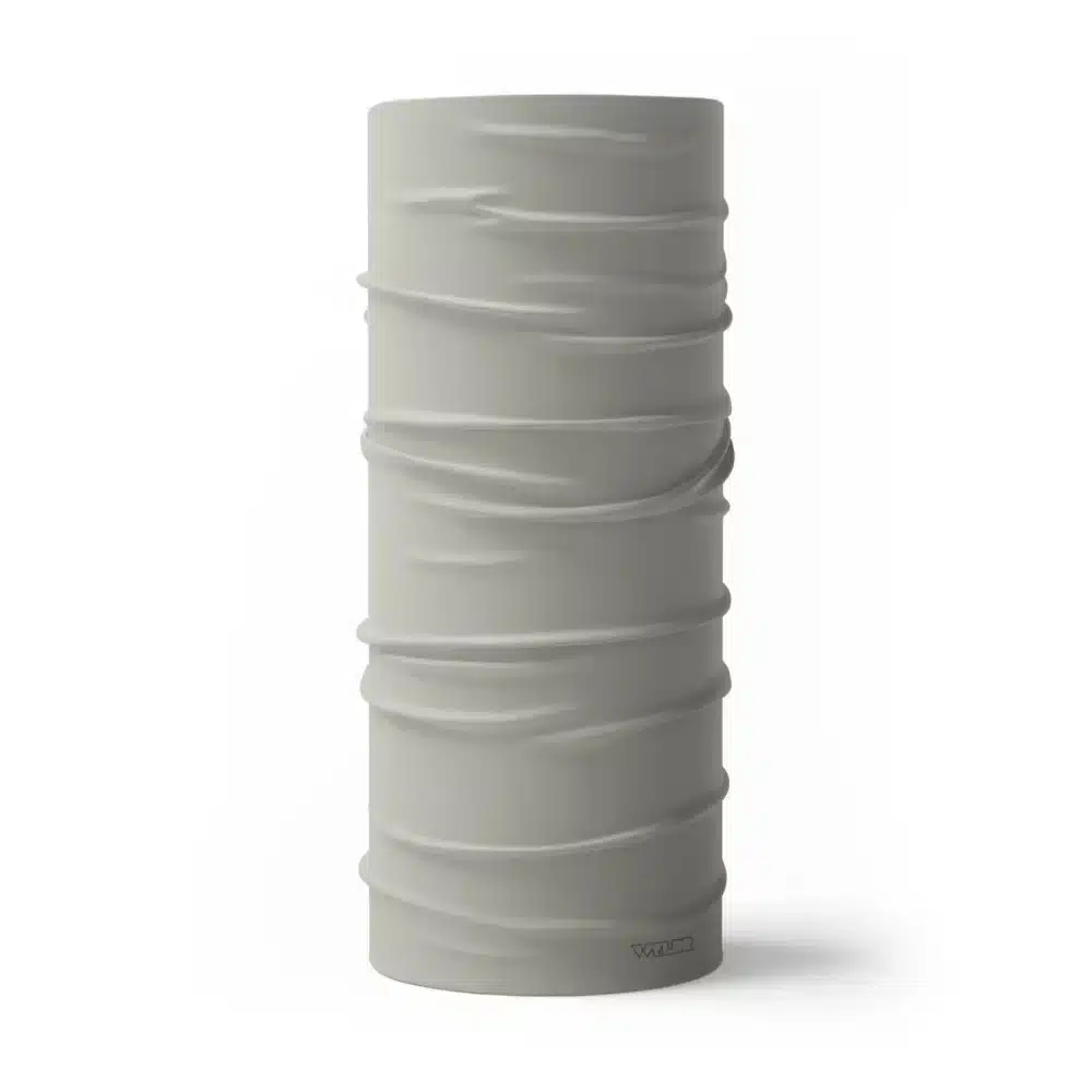 image of a tubular neck gaiter in a solid color called stone, or a light tan / off white.