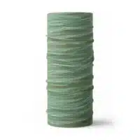 a full size neck gaiter in a ripple pattern featuring green and orange colors