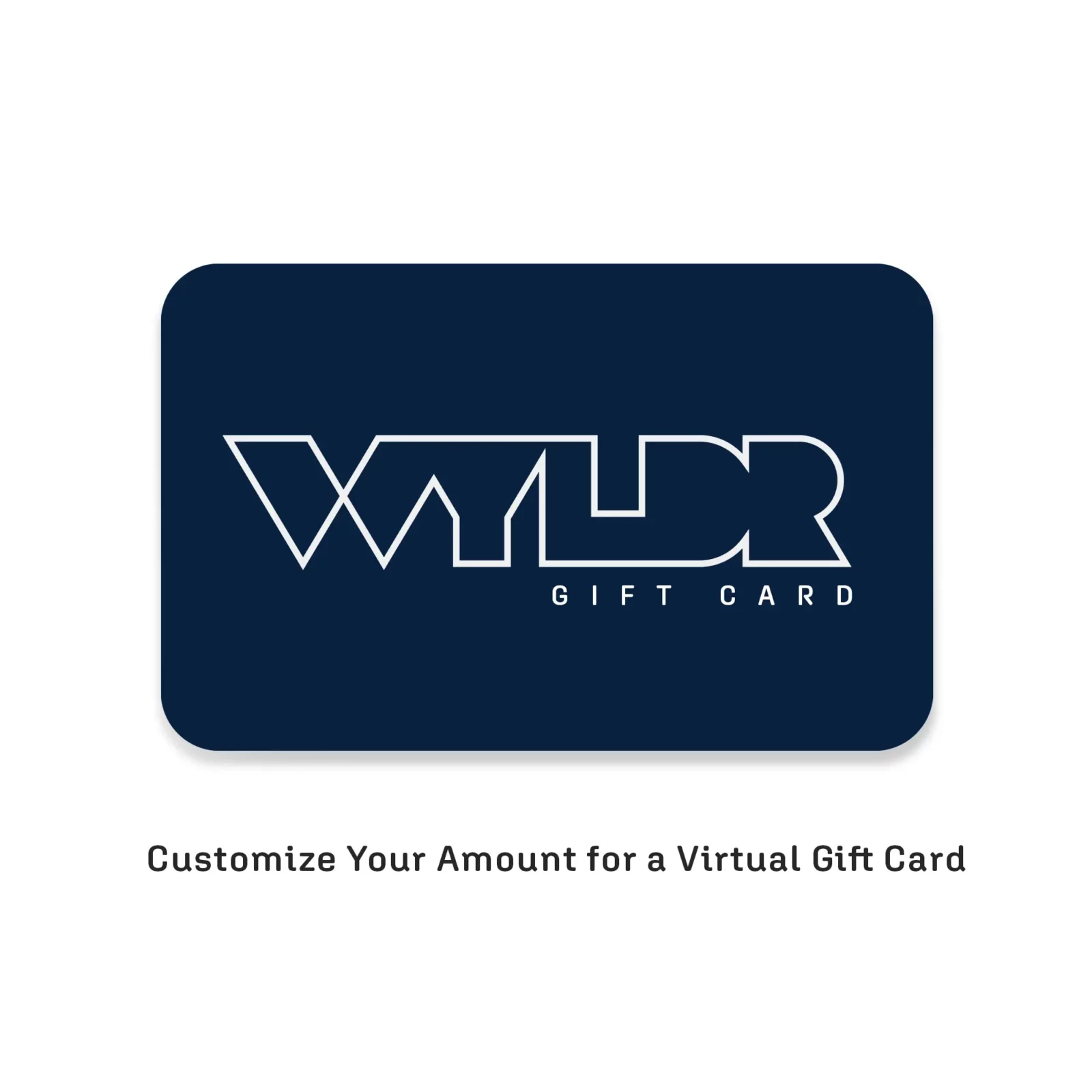 Image of a Navy Blue Gift Card with Wyldr in White Font