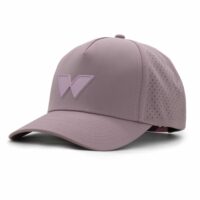(RH) Ridge Hat | Lilac - W three-quarter view of a 5 panel, water resistant, floatable hat with a PVC patch. the patch is of the letter W from the brand name Wyldr. the hat is lilac purple. the patch matches the hat color.