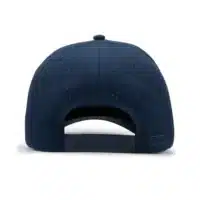 (RH) Ridge Hat | Rain - Back View back view of a 5 panel, water resistant, floatable hat. the back panel is fabric with small holes for sweat evaporation while still reducing sun exposure. the hat is dark blue in color