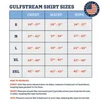 an image of a sizing chart for the Wyldr Gulfstream shirts.