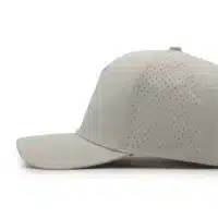 (RH) Ridge Hat | Stone - Side View side view of a 5 panel, water resistant, floatable hat. the hat is tan in color
