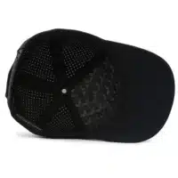 (RH) Ridge Hat | Storm - Interior View interior view of a water resistant, floatable hat in black. the lining has the name brand, Wyldr, and there is a two panel fabric lining in a patterned "w" logo